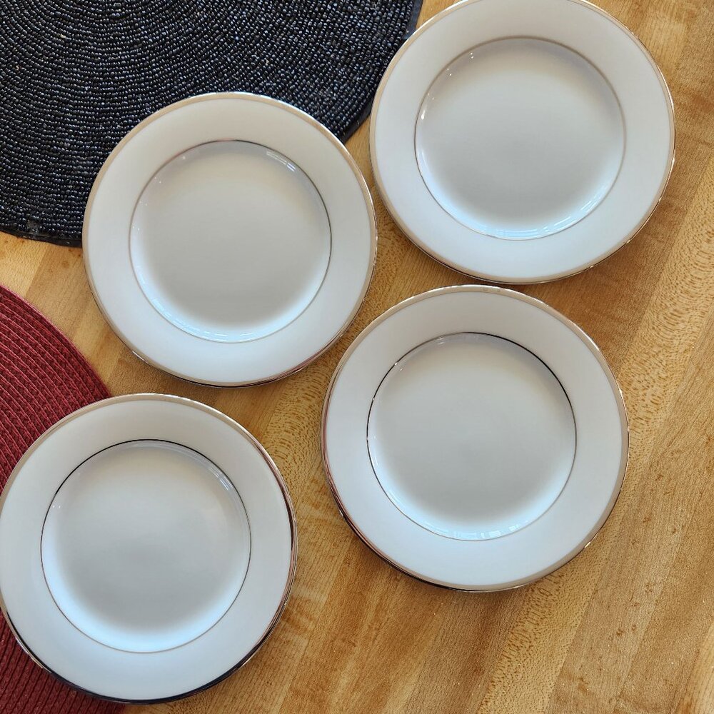 Nikko Band of Platinum Bread and Butter Plates Set of 4